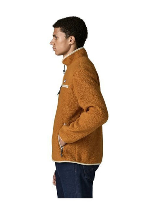 Retro Pile Herren Fleecejacke Braun