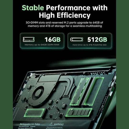 Acemagic 15.6" IPS Vollständige HD (Ryzen 7-5700U/16GB/512GB SSD) (Tastatursprache Internationales Englisch)