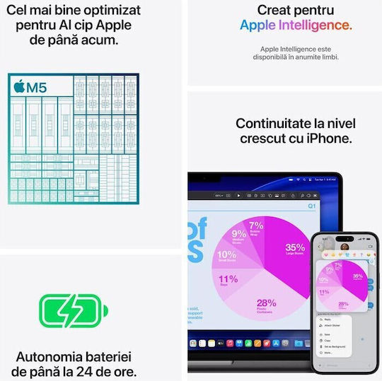 Apple MacBook Pro 14.2" IPS Ecran Retina 120Hz (M5 Max-18-Core/64GB/2TB SSD) Argintiu (Tastatură UK)