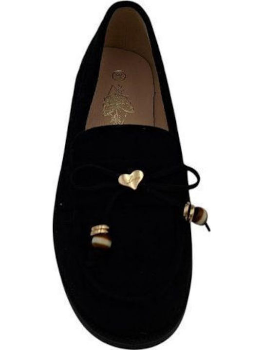 Kids Ballerinas With Hoop & Loop Closure Fabric Black
