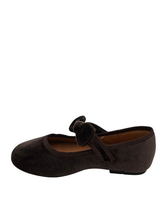 Kids Pumps & Ballerinas With Hoop & Loop Closure Fabric Brown
