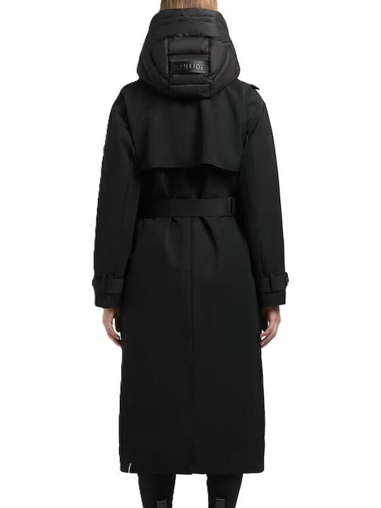 Women's Coat Black with Buttons