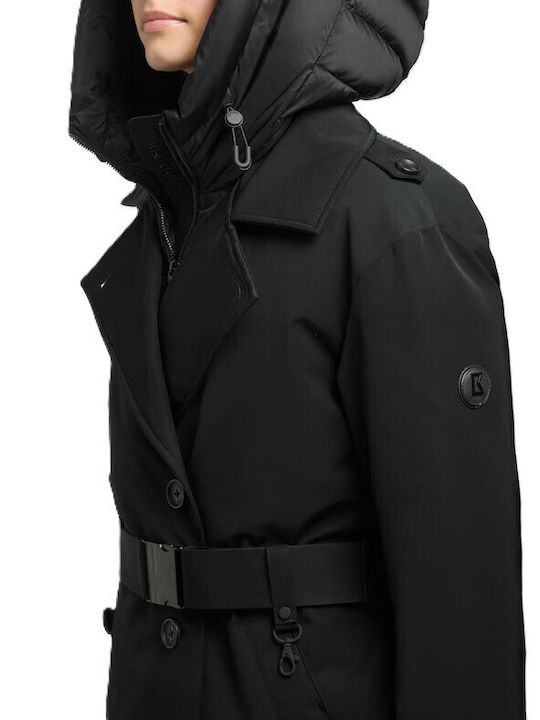 Women's Coat Black with Buttons