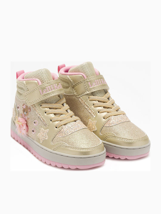 Mille Stelle Kids Sneakers High with Lights Gold