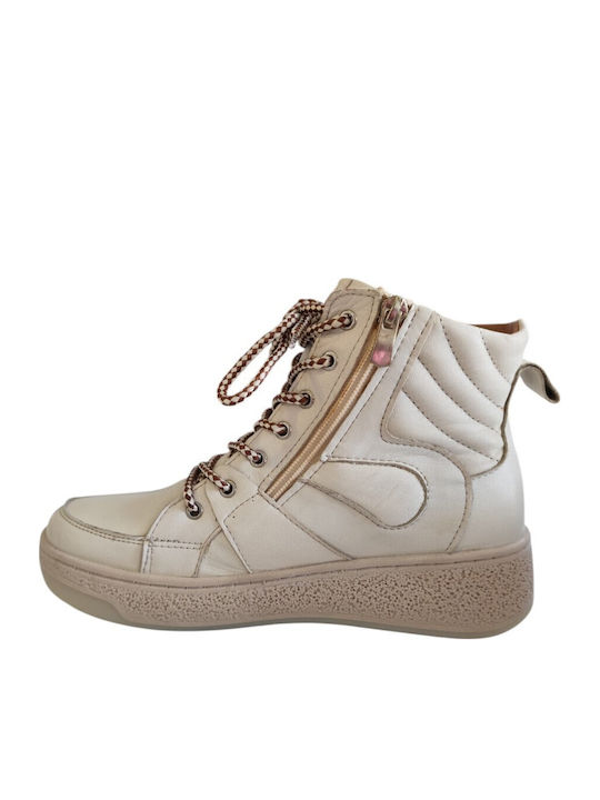 Leder Damen Stiefeletten Weiß