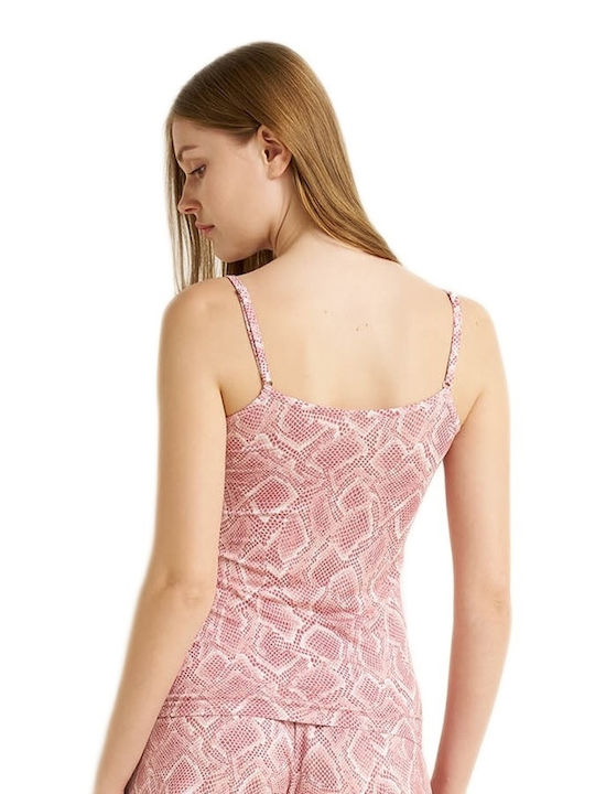 Pink Women's T-Shirt with Spaghetti Strap