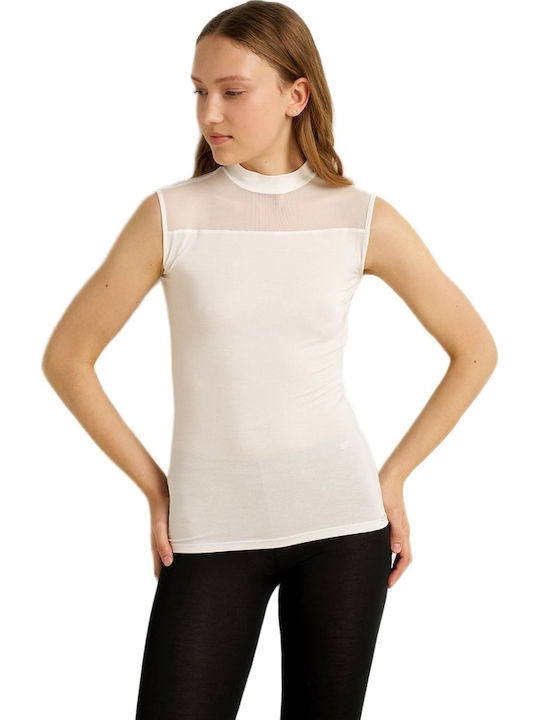 Ärmelloses Schwarzes Damen T-Shirt Rollkragen