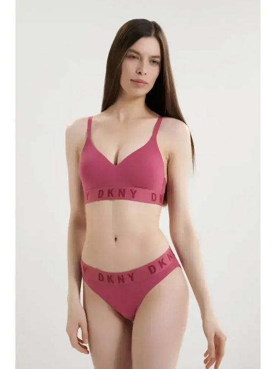 Dkny Безжично Push Up Бюстие Спортно Сутиен Без Банели С Тъмнорозов Цвят Dk4518-i604y