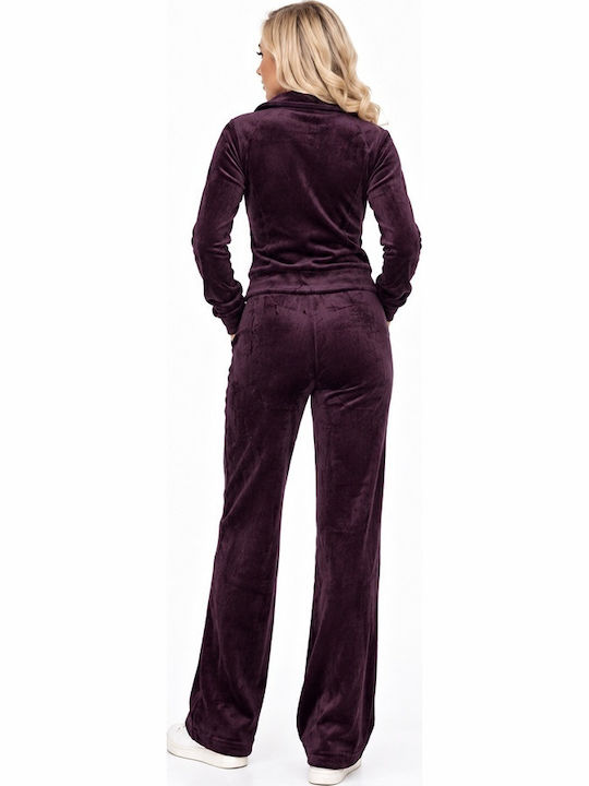 Samt Damen Jogginghosen Set Lila