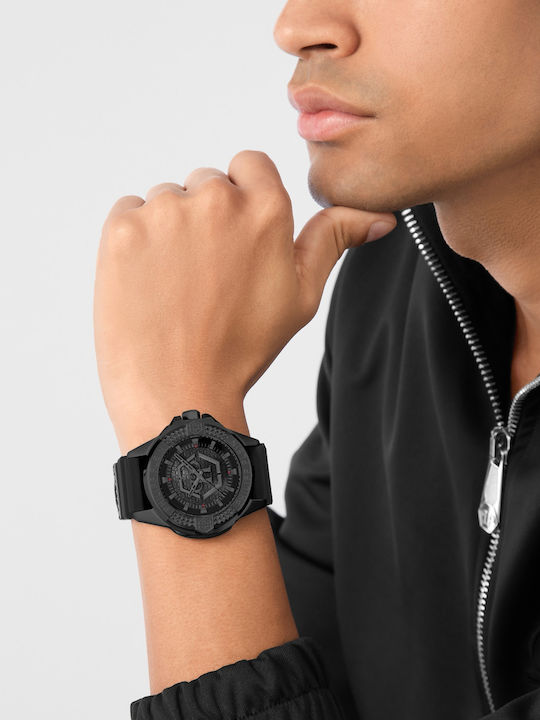 Philipp Plein Men's Watch 45mm Battery with Black Rubber Strap Philipp Plein Men's Watch 45mm Battery with Black Rubber Strap