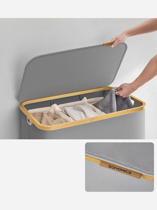 Songmics Coș de Rufe Din Țesătură Pliabil 150l Cu Capac 60x39x71cm Gri