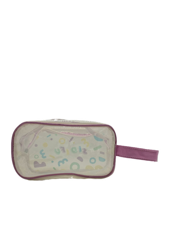 Kulturbeutel Reise Transparent Damen Griff Lila