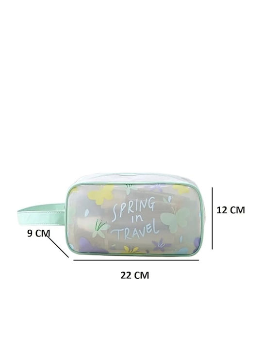 Neseser De Călătorie Transparent Impermeabil Pentru Femei Cu Mâner Verde Văratic