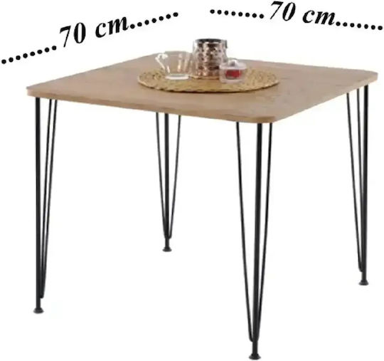 Masă Pătrată de Bucătărie din Lemn cu Cadru Metalic Alb 70x70x75cm