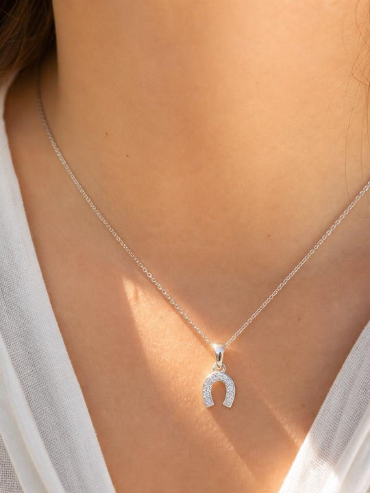 Charm Potcoavă din Argint cu Zircon