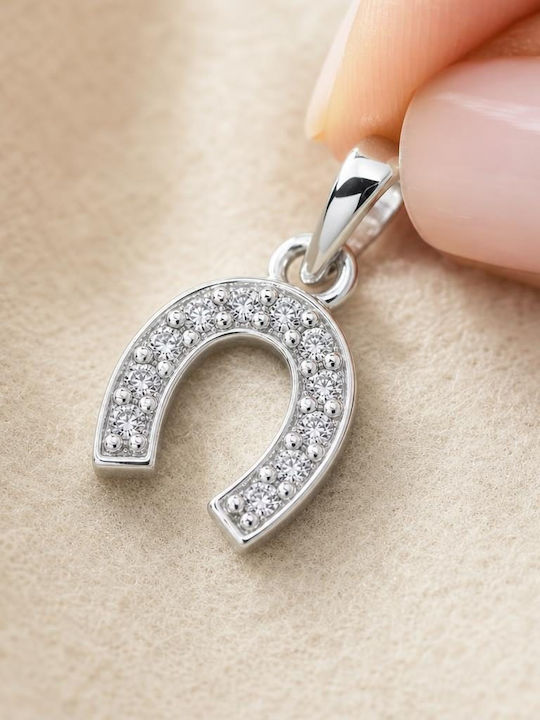 Charm Potcoavă din Argint cu Zircon
