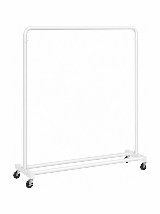 Songmics Cu Roți Rack Pentru Îmbrăcăminte Din Metal Albă 110x38x142cm