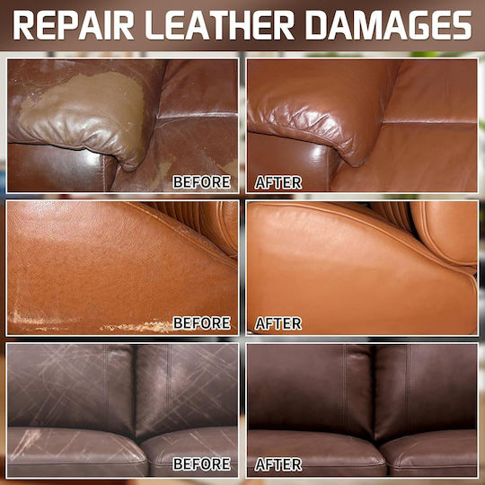 Kit de reparare piele și vinil pastă lichidă pentru restaurare canapele scaune auto jachete repară zgârieturi găuri crăpături uscare rapidă fără căldură pachet complet maro