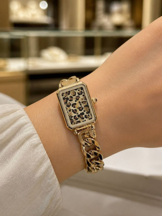 Damenuhr Batterie mit Gold Rostfreier Stahl Armband