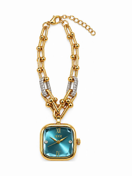 Ieke Damenuhr Batterie mit Metallarmband Gold/Türkis IEKE-Uhr-Gold-Türkis-Kette-001 Ieke Damenuhr Batterie mit Metallarmband Gold/Türkis IEKE-Uhr-Gold-Türkis-Kette-001