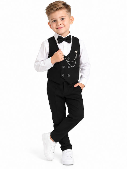 TakTakBaby Baptism Suit with Vest for Boys Black 5 Pieces