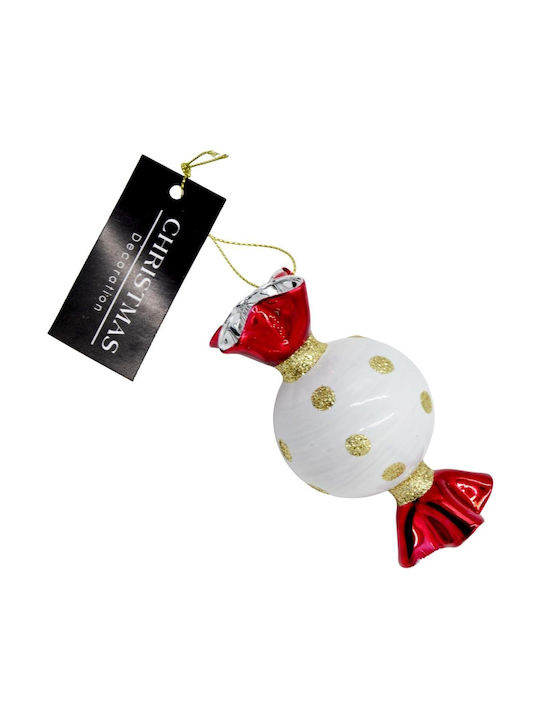 Hanging Glass Christmas Tree Ornament 10cm with Glitter Various Designs