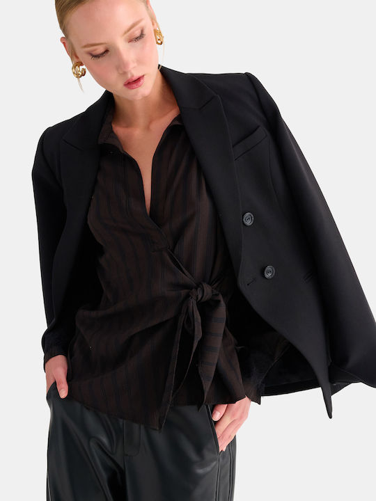 Attrattivo Damen Bluse mit V-Ausschnitt Braun