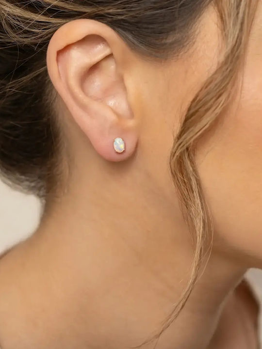 Women's Earrings 14K Iridescent Stone
