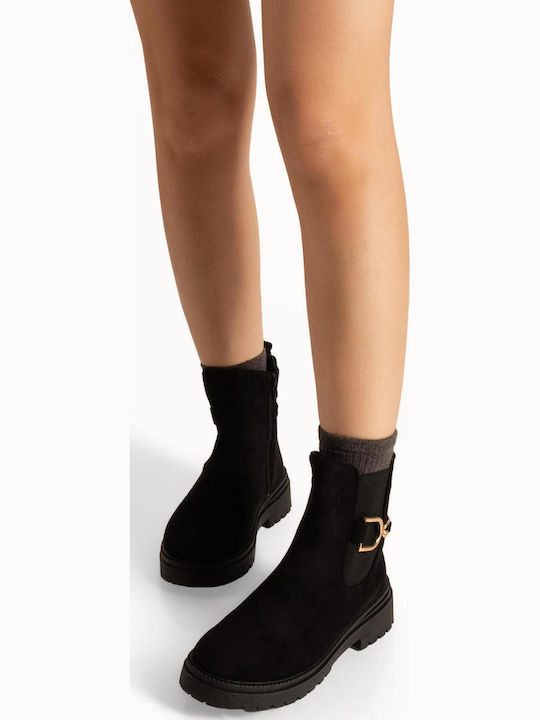 Wildleder Stiefeletten Damen Schwarz