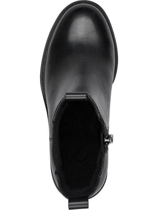 Leder Damen Stiefeletten Schwarz