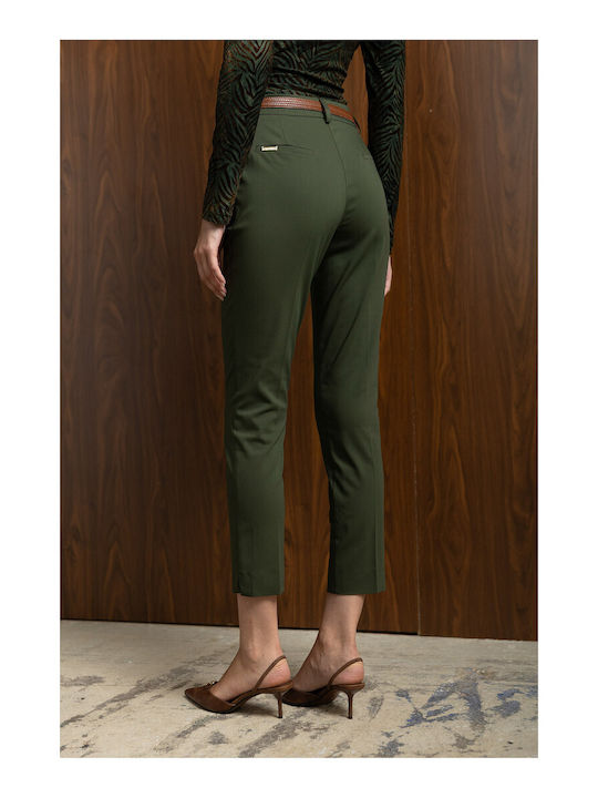 Women's Fabric Trousers Green 27005-4-Green