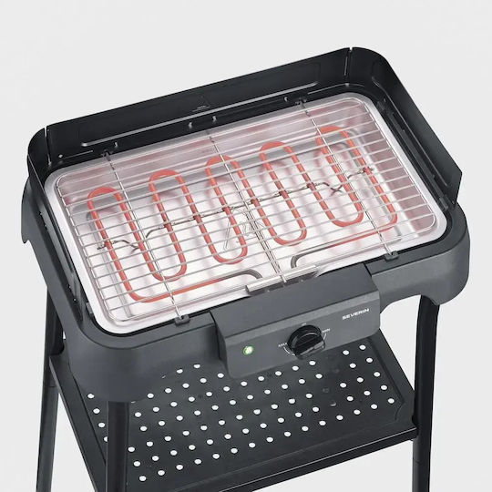 Severin Floor Standing Electric Grill 2000W Stainless Steel with Adjustable Thermostat 38x22cm