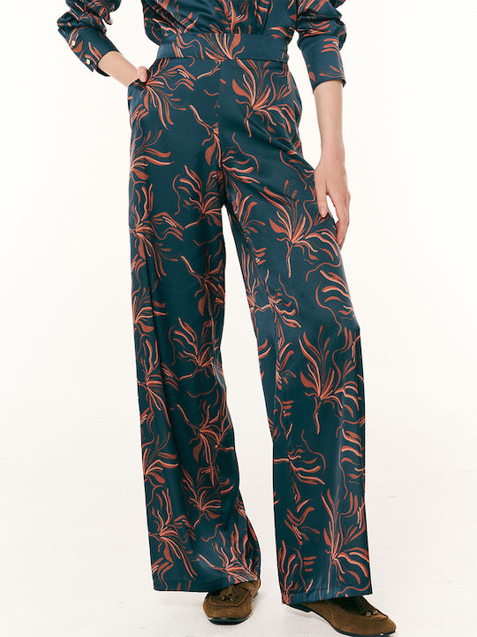Forel Women's Satin Trousers with Elastic Multi