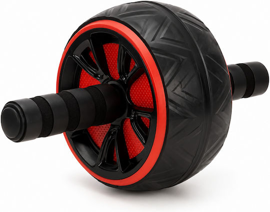 Roată pentru exerciții abdominale cu mânere antiderapante protecție pentru genunchi covoraș 16x9 cm negru