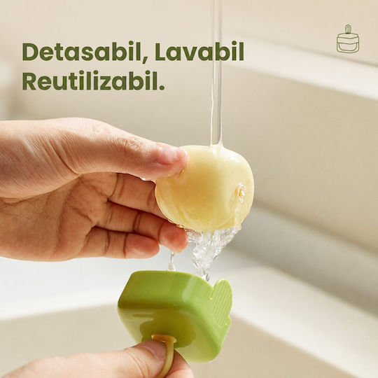 Rola pentru Scame Flippy Lavabilă Îndepărtător de Scame Cubică din Plastic Portabilă Drăguță 6 X 4.3 X 4.3 Cm Verde Matcha