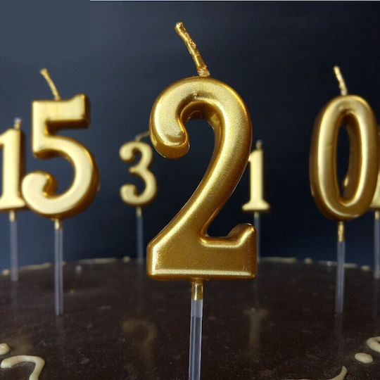 Cake Candle Flippy Number 5 Model Party 4.5 X 2.5 Cm Paraffin Gold