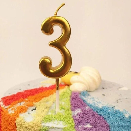 Flippy Geburtstagskerze Nummer 3 Modell Party 4,5 x 2,5 cm Paraffin Gold