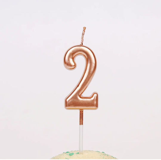 Lumânare De Tort Flippy Număr 2 Design Petrecere 4.5 X 2.5 Cm Parafină Rose Gold