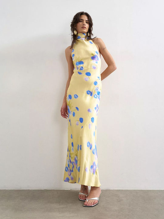 Summer Maxi Dress Yellow- Blue- Purple