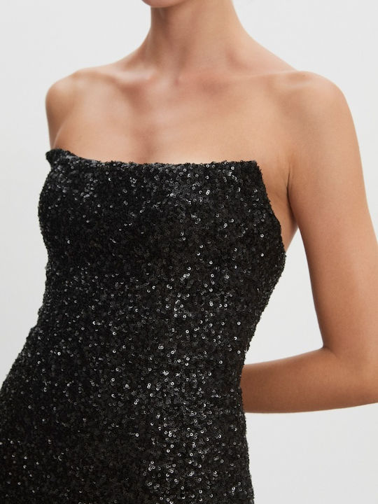 Mini Evening Dress Strapless Black