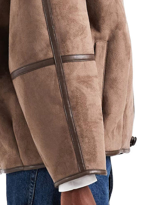 Women's Suede Biker Jacket Brown