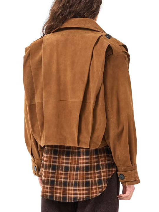 My Essential Wardrobe Suede Μπουφάν Biker Καφε