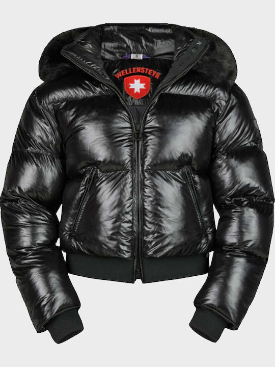 Късо дамско яке за зима Black