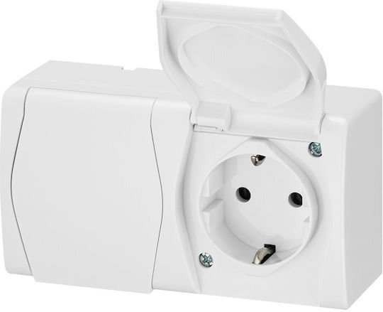 Elektro Plast Double Walled Power Socket Waterproof with Lid White 12pcs