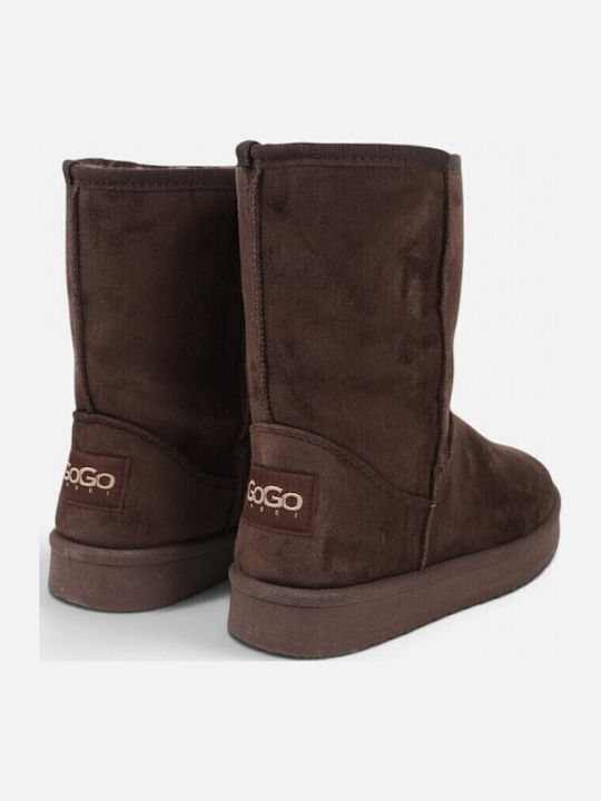 Braune Damen-Stiefeletten aus Wildleder mit Pelz