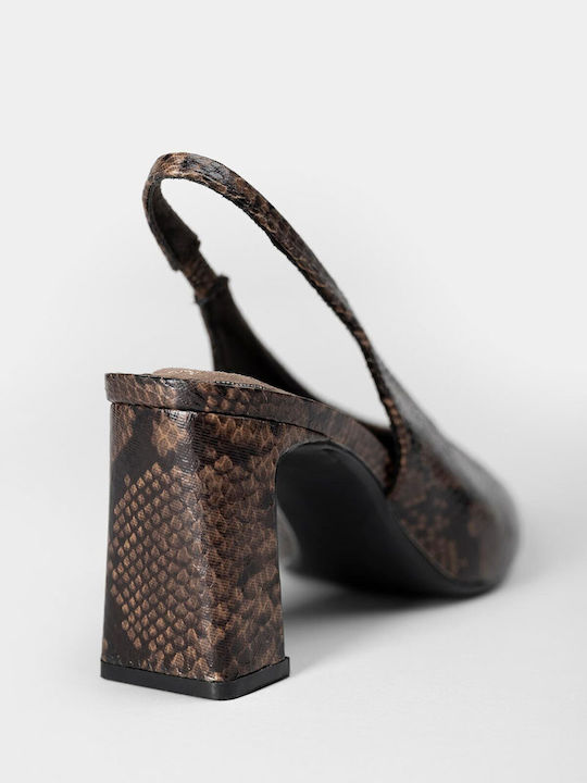 Spitze Zehe Pumps mit Chunky Braun Absatzhöhe
