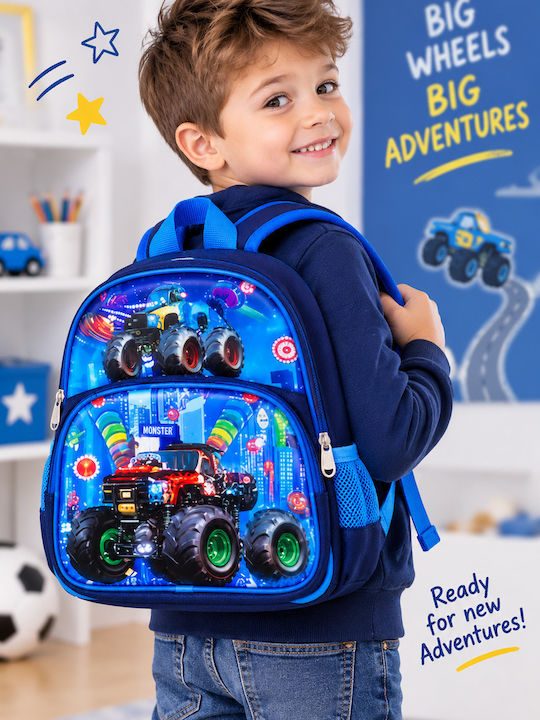 School Backpack For Elementary With Water Bottle Holder Blue