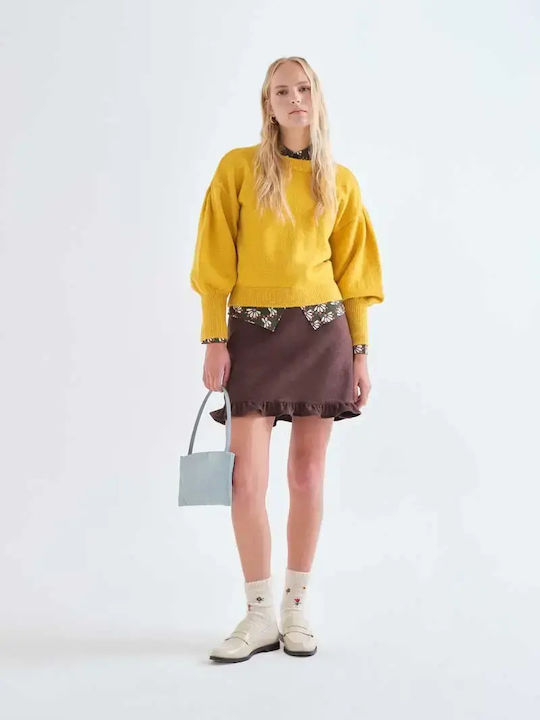 High Waist Mini Skirt Brown