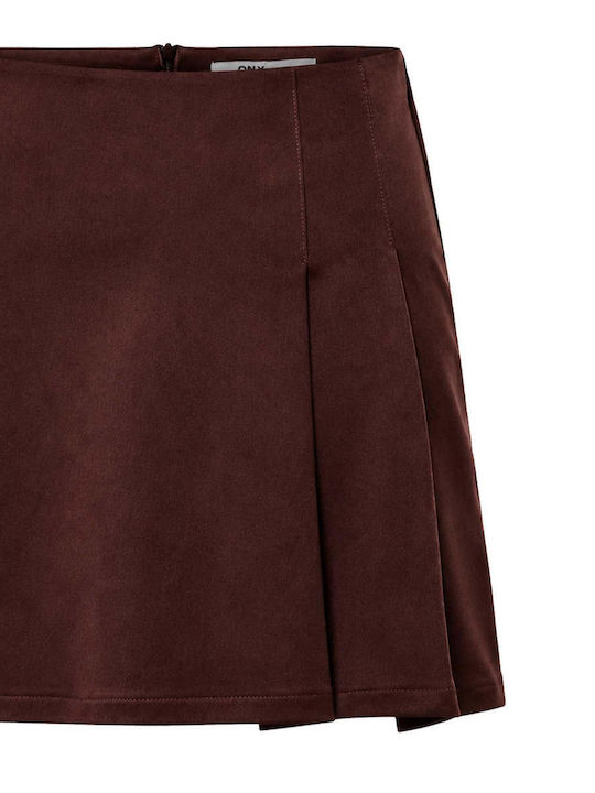 Pleated Mini Skirt Brown