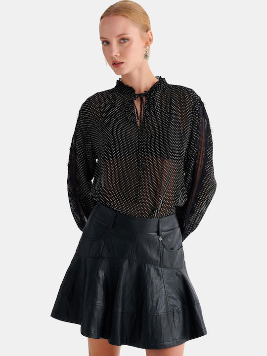 Leder Mini Damenrock Schwarz